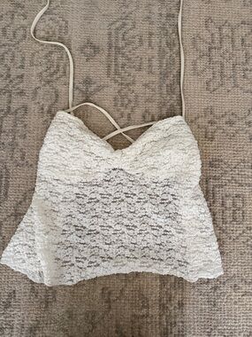 Garage White Lace Strappy Cropped Cami